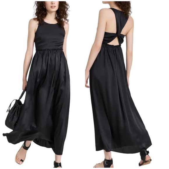 Munthe Dresses & Skirts - Munthe NWT Villima Dress Black Lightweight Charmeuse Pleated Skirt Ruffle Sz 10